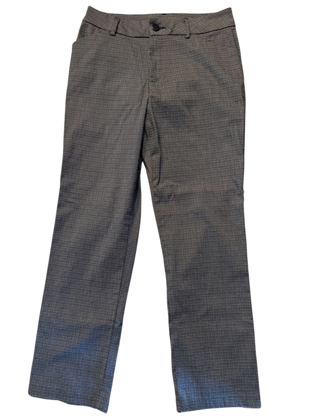 Gray Checked Straight Leg Dress Pants Lee button and zipper closure pockets